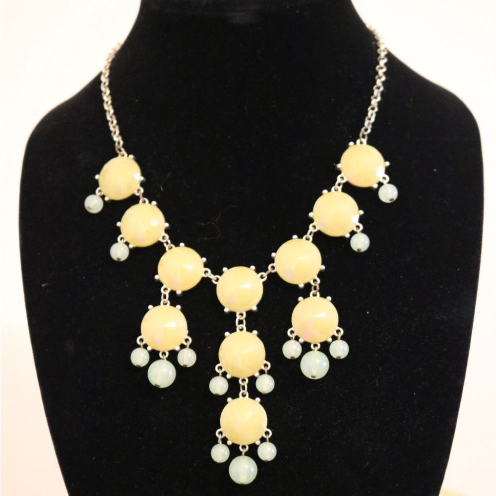 Green Lucite-Beaded Statement Necklace